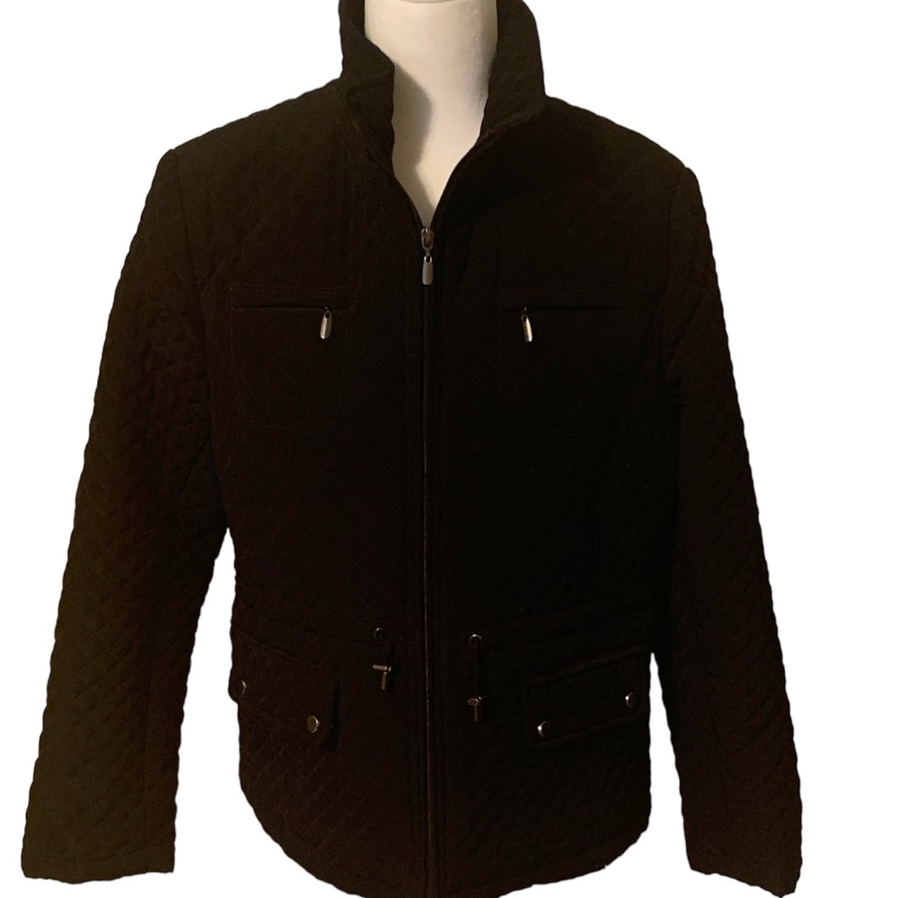 GALLERY Black Quilted Jacket Size M
